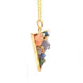 Crystal Point Pendant Triangle Gold & Colourful Chip Necklace